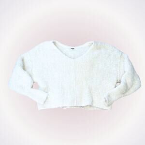Free People Cream Soft Knit V-Neck Sweater | Sz S
